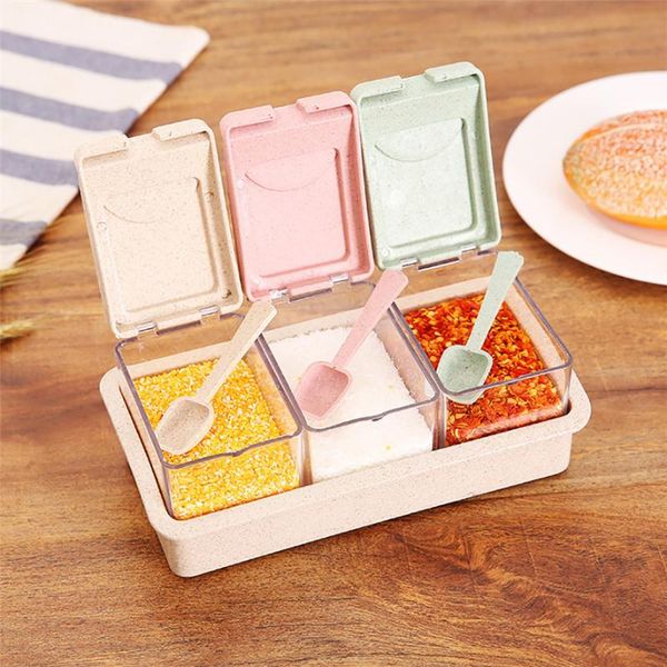 

new kitchen spice jars 1set three case can be split seasoning box pure color simple seasoning tank bottles storage case 30