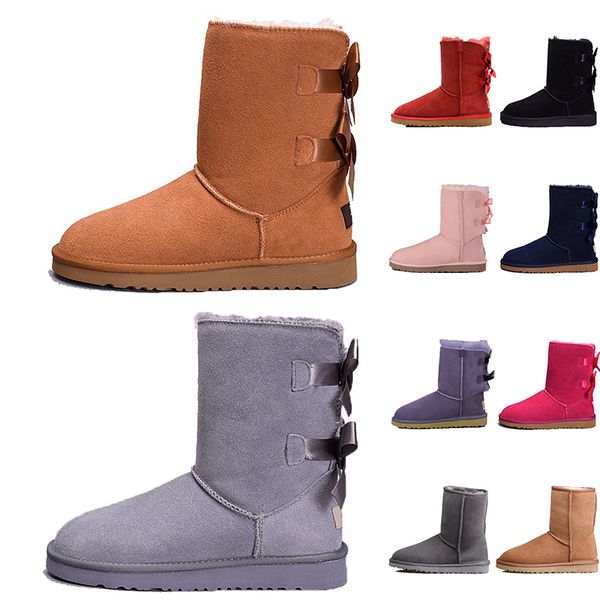 

2020 new australia women girl classic snow boots ankle short bow fur boot for winter black chestnut women shoes size 36-41 fashion outdoor