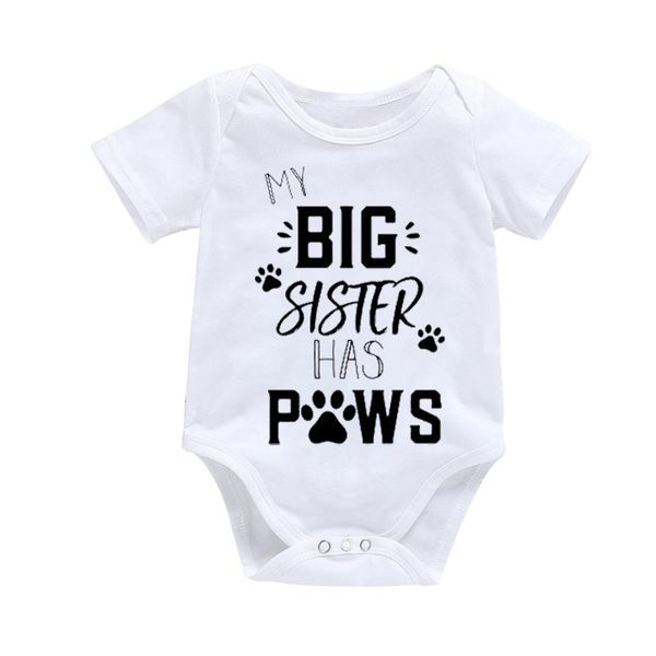 

0-24m kids romper my big sister has paws newborn baby clothes playsuit sunsuit outfits infant boys girls summer rompers costume, Blue