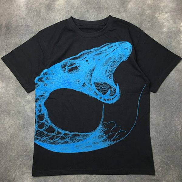 

fashion mens t shirt 2020 famous street snake print polos short sleeve shirts 20ss men women couples stylist hip hop tee, White;black