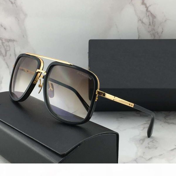

luxury-vintage square pilot sunglasses gold brown gradient sonnenbrile fashion men designer sunglasses glasses new with box, White;black