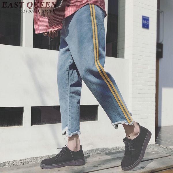

fashion men's side striped harem pantsdenim jean loose trousers summer casual ankle length pants kk631 a, Blue