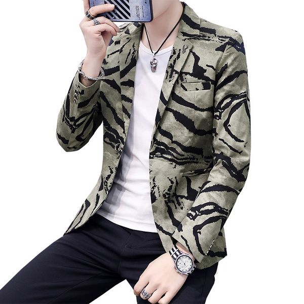 

ho 2020 spring men's camouflage suit youth new print handsome suit, White;black