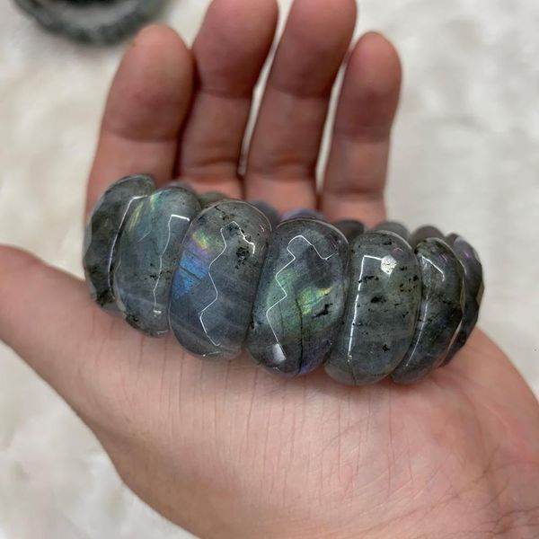 

rainbow labradorite stone bracelet natural gemstone bangle fine jewelry for woman for man for gift wholesale, Silver