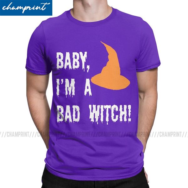 

baby i'm a bad witch funny halloween men t shirt hocus pocus sanderson sisters funny tees o neck t-shirt cotton summer clothing