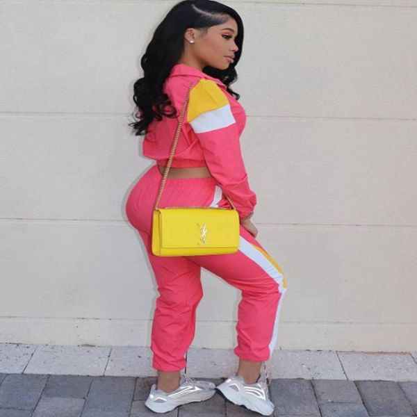 

2 two piece set and pants women tracksuit casual outfit sports suit green patchwork women sweatsuits clothing size s-2xl, Gray