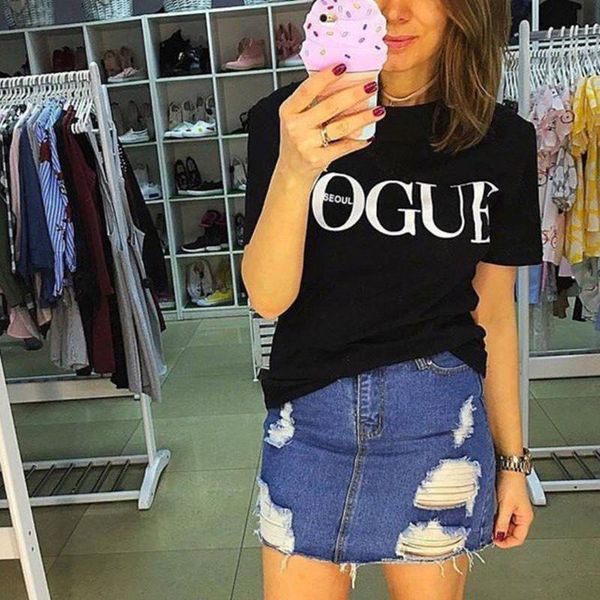 

summer t-shirt women high cotton fashion red letter print casual knitwear short sleeve punk o-neck tees shirt 3 colors, White;black