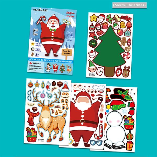 

25 pcs/lot christmas animals cartoon stickers for kids classic toys sticker school teacher reward sticker 16 designs pattern ku87