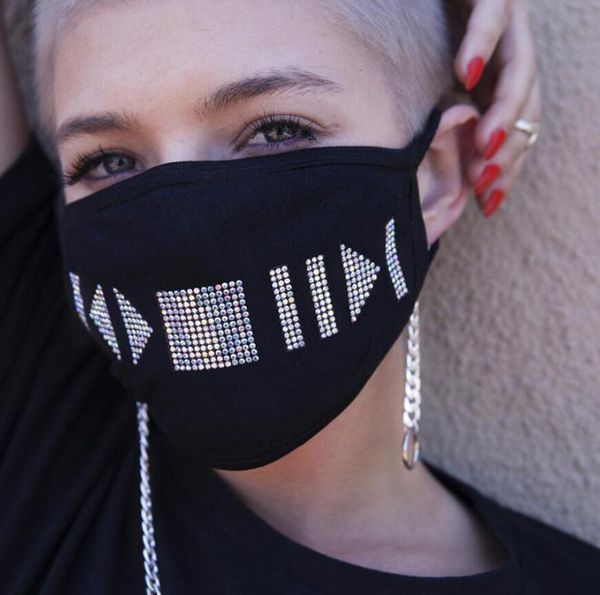 

sequin rhinestone face mask dustproof facial mask bling bling anti-fog soft breathable outdoor protective earloop black masks