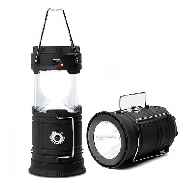

led camping lamp portable lanterns emergency flashlight collapsible tent light solar power folding lamp rechargeable multiple function light