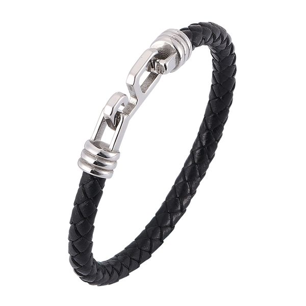 

new design woven leather rope bracelet men women jewelry trendy stainless steel buckle fashion hand bracelet bangle gift sp0325, Red;blue