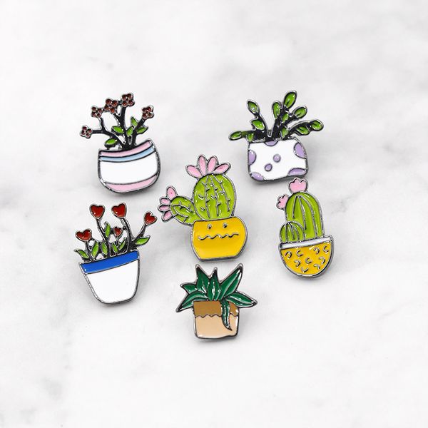 

cactus cute small funny enamel brooches pins for women girl men christmas gift demin shirt decor brooch pin metal kawaii badge, Gray