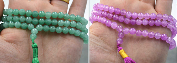 

new 6mm buddhist aventurine/pink jade 108 prayer beads mala bracelet necklace, Silver