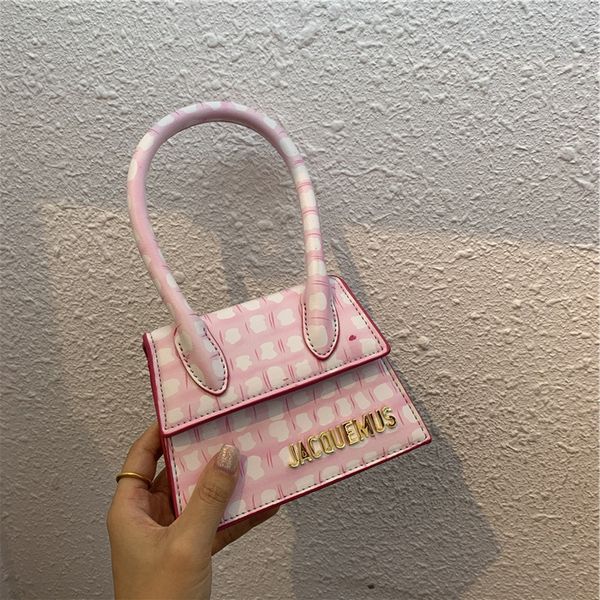 

pink grid plaid le chiquito mini handbag lady french designer handcrafted mini bag in calf leather includes leather thin shoulder strap free