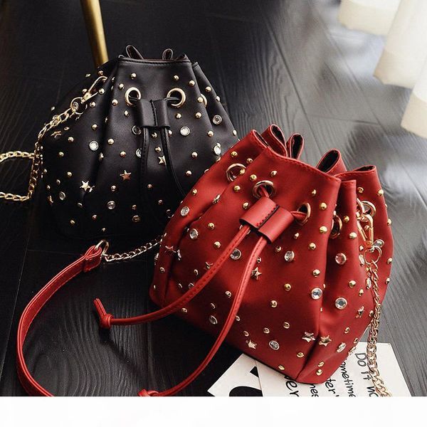 

designer-d fashion women bucket bag rivet shoulder handbags stud messenger bags multi purposes totes barrel crossbody bag - st01