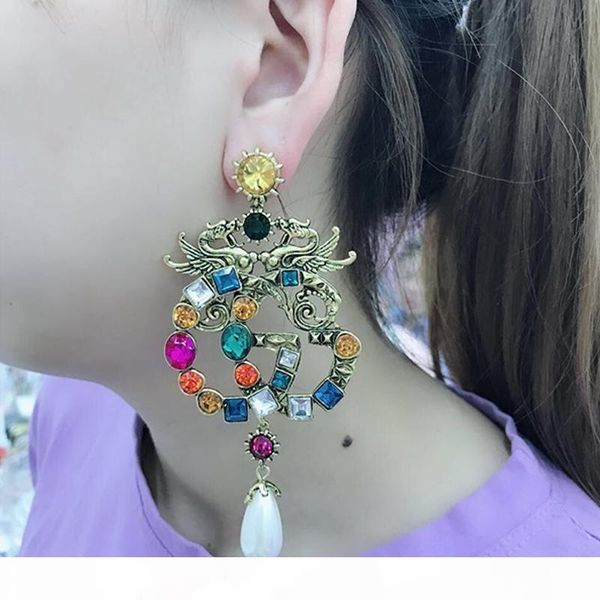 

new women vintage letter dangle earring retro crystal statement ring neckalce brooch jewelry set fashion jewelry gift for love, Silver