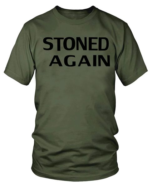 

stoned again army green t-shirt