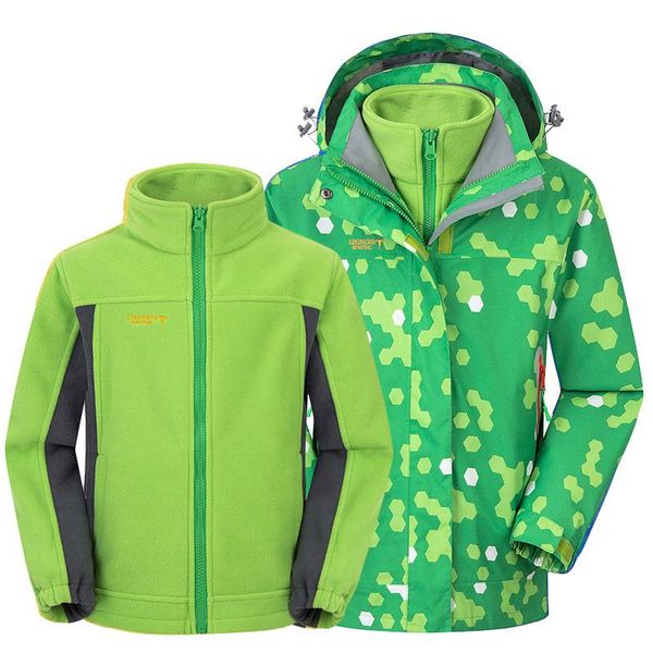 

outdoor jackets&hoodies 3in1 children leisure windbreaker waterproof fleece inner ski snowboard coat boys girls camping hiking winter jacket, Blue;black