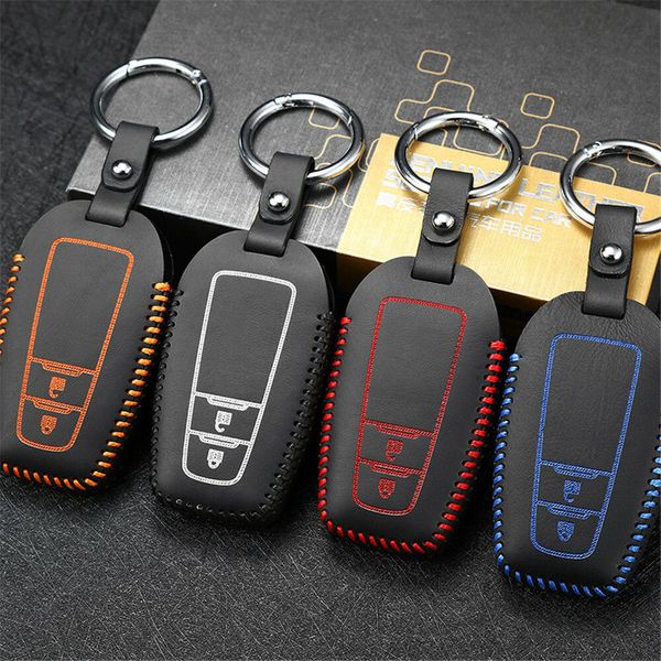 

leather car key cover for toyota prado 3.5l 2 button car key case holder new