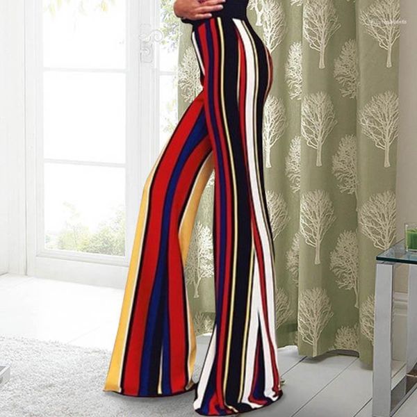 

loose female panelled clothing spring striped printed women pants fashion designer high waist ladies capris casual, Black;white