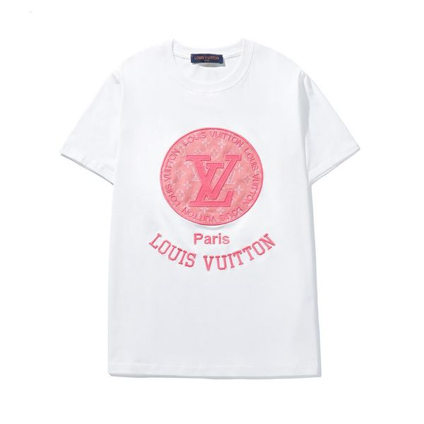 

new men's short-sleeved t-shirt cotton fabric embroidery big logo men and women same t-shirt, White;black