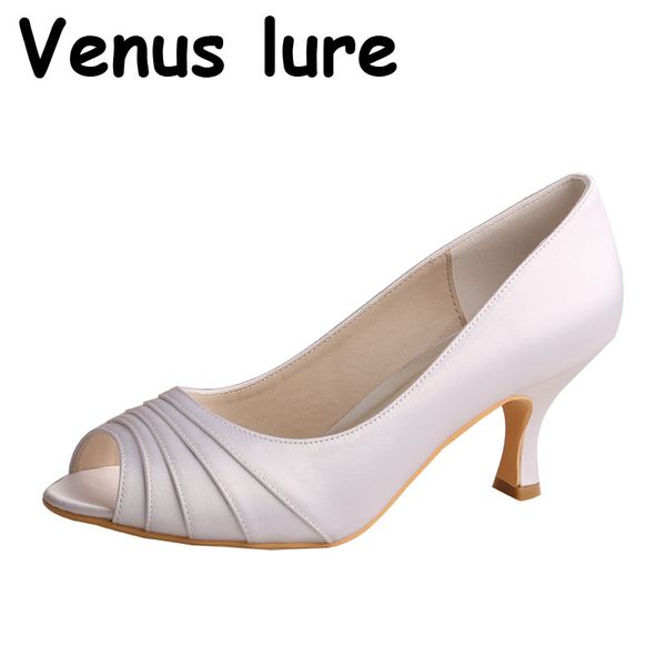 

23 colors white shoes for women mid heel peep toe female footwear size 5, Black