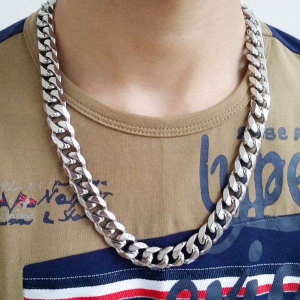 

18-40 дюймов выбрать 13мм ключицы цепи из нержавеющей стали твердая цепи снаряженная link mens ожерелье ювелирных изделий, Silver