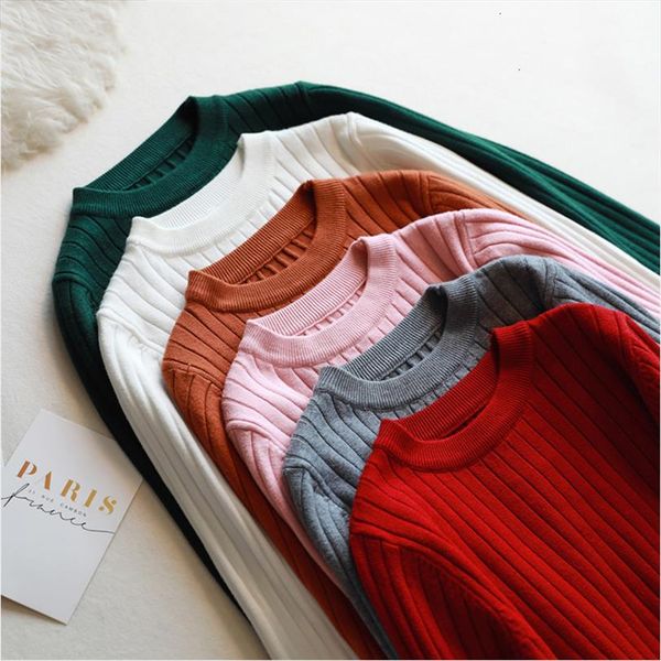 

casual autumn winter basic sweater pullovers women o neck solid knitted slim pullover female long sleeve solid warm sweater, White;black