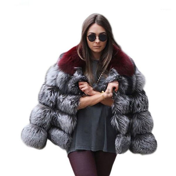 

fashion contrast colorthickened warm outwear casual long sleeve coats women clothing women winter designer faux fur coat, Black