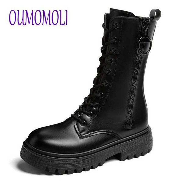 

new fashion women boots pu leather winter mid-calf boots women artificial leather shoes woman botines mujer 2020 v293, Black