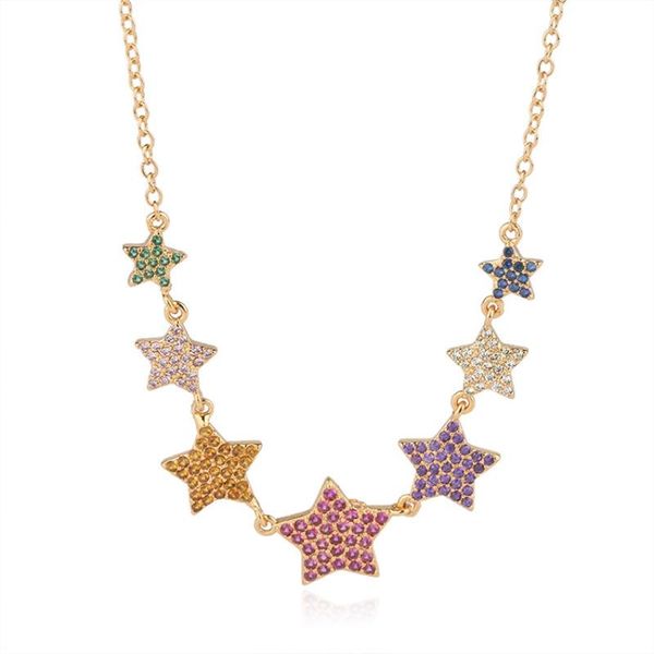 

chains lovely cute star necklace cubic zirconia crystal metal gold for women girls friends fashion jewelry, Silver