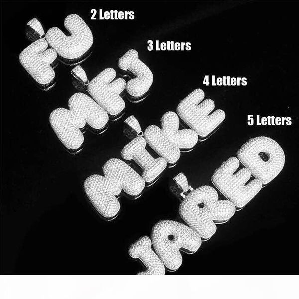 

a-z custom name 0-9 bubble letters necklaces & pendant charm for gold silver gold rose color cubic zircon tennis chain hip hop jewelry gifts