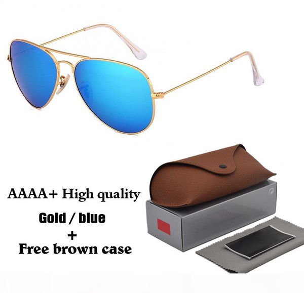 

18 colors to choose classic pilot sunglasses brand designer mens womens sun glasses eyewear metal frame glass lenses brown case, White;black