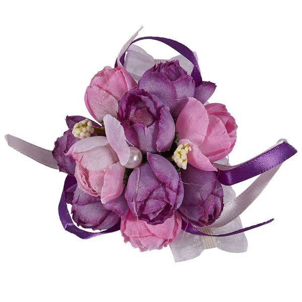 

decorative flowers & wreaths wrist corsage bracelet bridesmaid sisters hand wedding party bridal prom purple