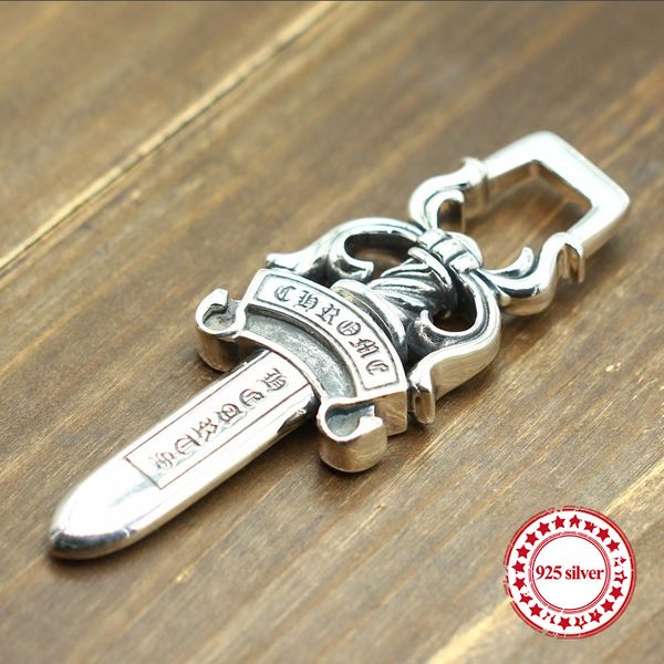 

s925 sterling silver pendant personality classic retro jewelry hip-hop style domineering holy sword punk style lover's gift