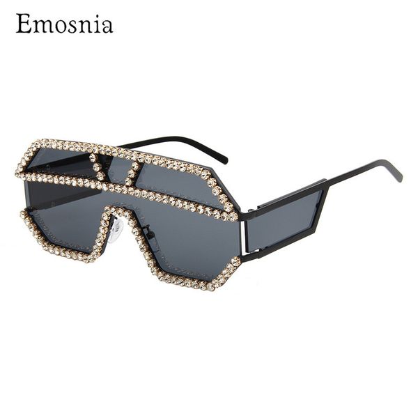

emonsnia oversized colorful diamond sunglasses women luxury fashion square sunglasses gradient vintage punk glasses uv400 gafas, White;black
