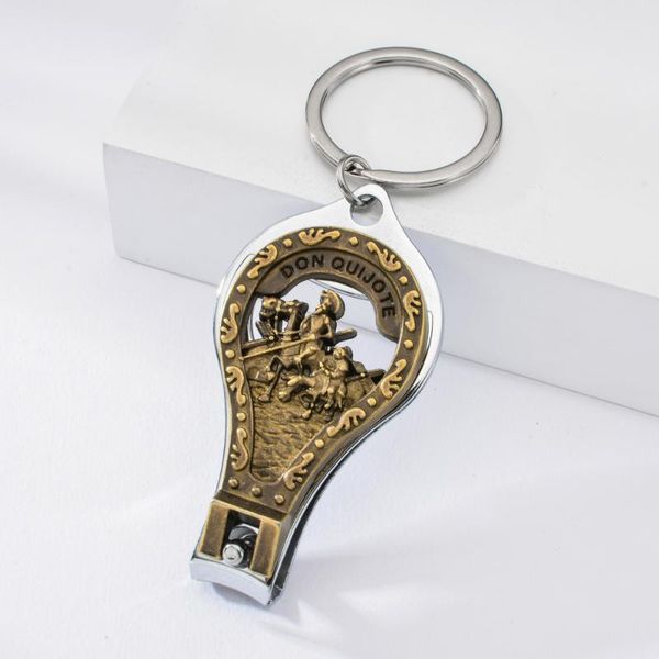 

vicney spain don quixote keychain vintage style nail clipper cutter key chain for men women spain travel souvenir key holder, Silver