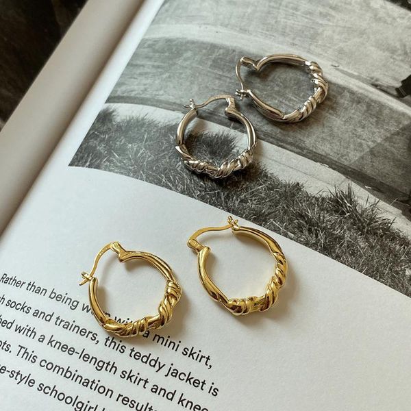 

1pair 100% аутентичные серебро 925 белый / золото twisted любовь узел геометрическая хооп серьги изящных ювелирных изделий tle1056, Golden;silver