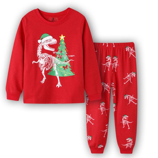 

2020 boys christmas pajamas pijama infantil girls santa pjs gecelik koszula nocna pyjamas kids animais dinosaurios pajama set, Blue;red
