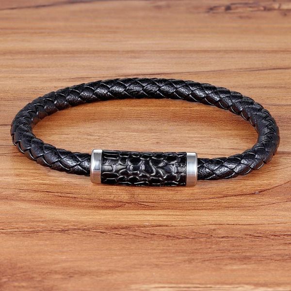 

tyo vintage style serpentine accessories black genuine leather bracelet for men fashion birthday party gift wholesale jewelry, Red;blue