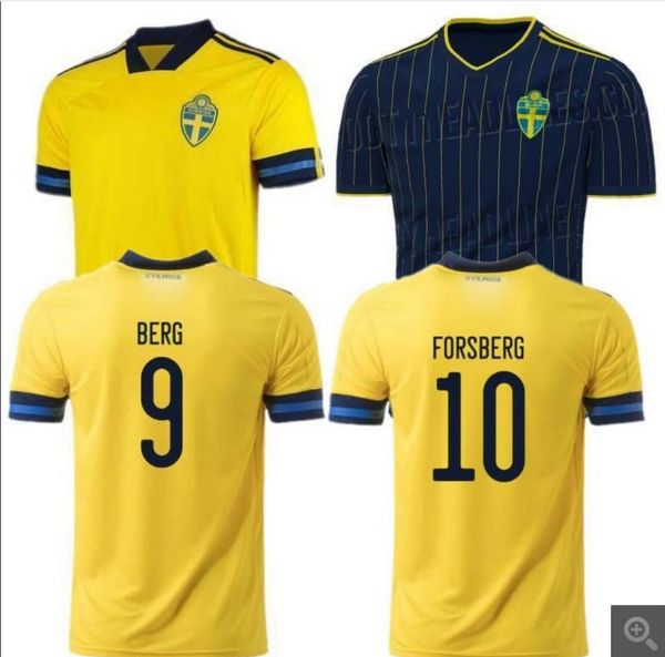 

2020 sweden home away soccer jersey 2020 -21 #7 larsson #9 berg isak uniform mens #11 guidetti #12 johnsson quaison football shirt, Black;yellow