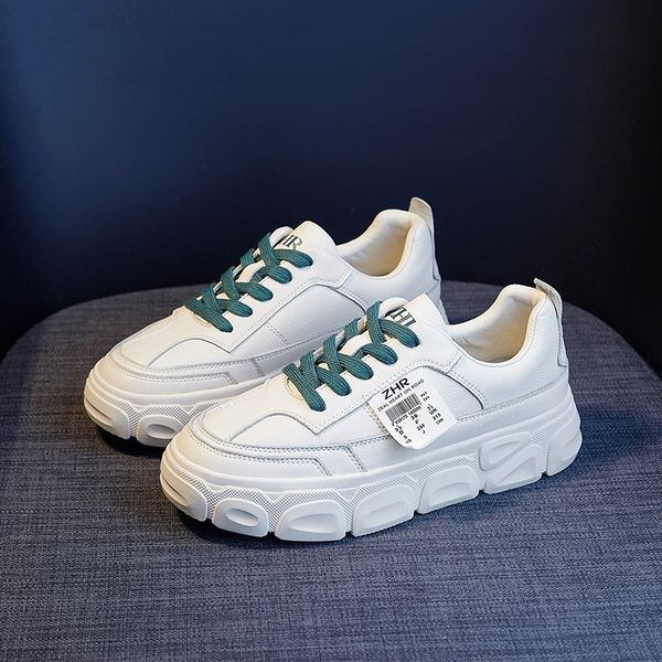 

genuine leather women sneakers platform casual shoes female white sneaker med heel ladies shoes fashion vulcanized shoes 201110, Black