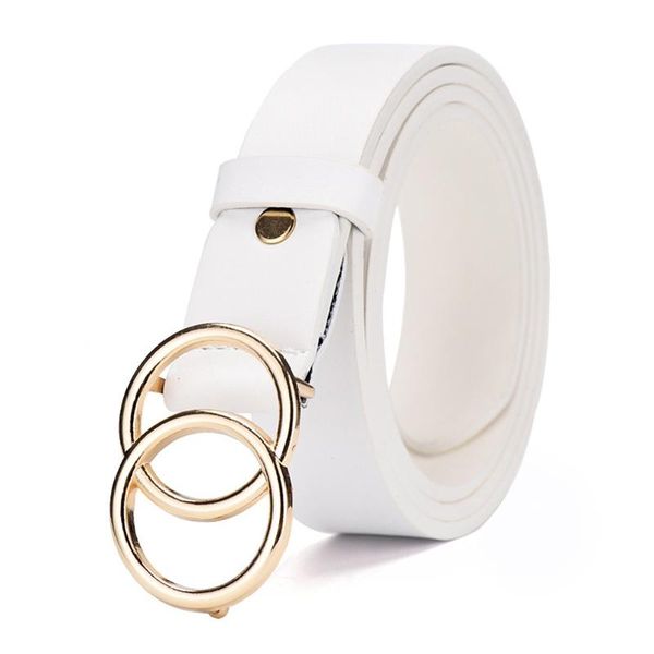 

decoration easy use jeans accessories pu casual adjsutable all suit waistband dress gift women belt double round buckle, Black;brown