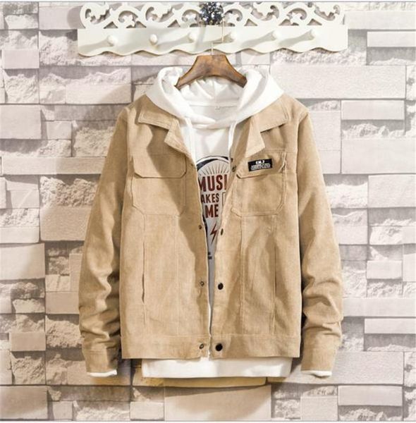 

spring autumn soild color jackets fashion corduroy lapel neck coat mens coat loose casual clothing designer, Black;brown