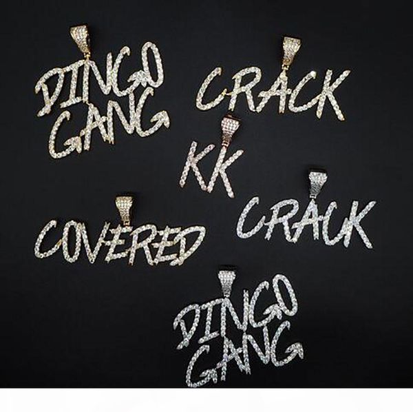 

custom name a- z cursive letters pendant necklace for men women gifts cubic zirconia necklace hip hop jewelry, Silver