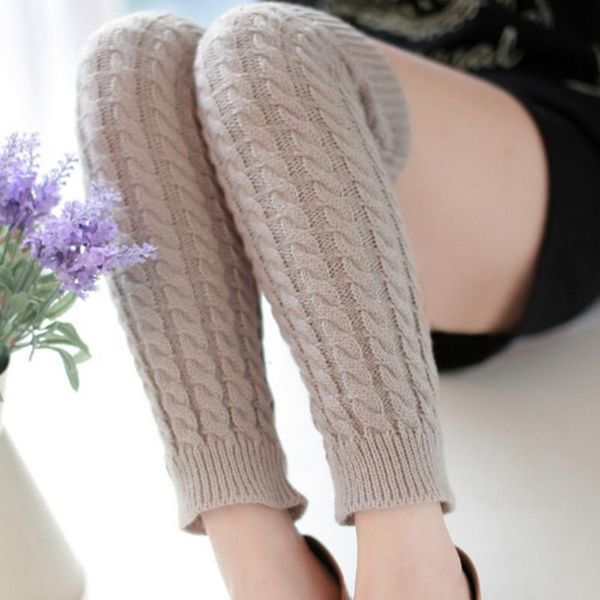 

for women sprong autumn new warm polainas knitted girl's solid casual loose crochet long socks wholesale 10 colors, Black;white