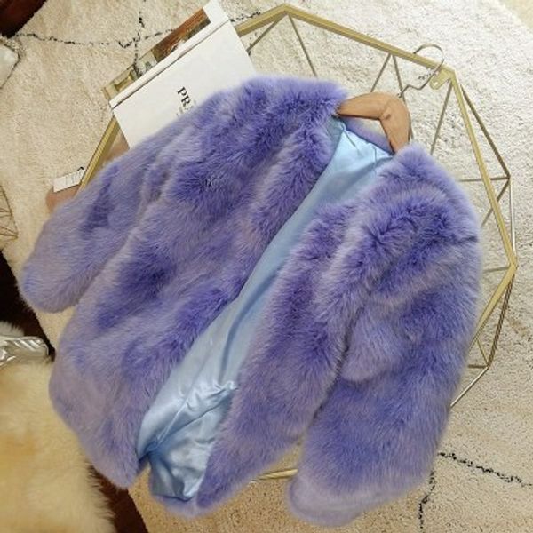 

gentle purple faux fur coat women winter plush long loose fur coat, Black