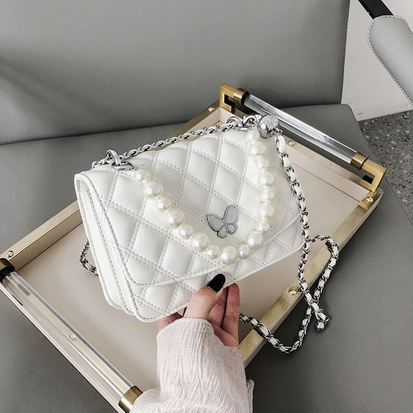 

fashion pearl portable shoulder messenger handbags 2020 new ladies all-match rhombus square shoulder bag chain bag