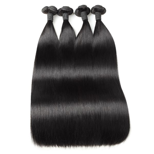Eshow Funmi волос 100А двойной тяги прямые человеческие пакеты волос 3/4 шт. Бразильские перуанские малайзийские индийские наращивания волос для женщин Все возрасты 8-28 дюймов натуральный цвет