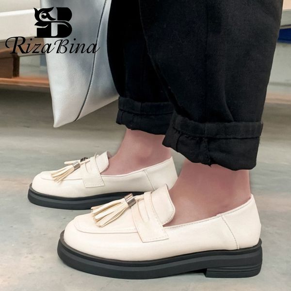 

rizabina plus size 29-46 women flats casual glove shoes women tassel fashion platform office lady daily outdoor female footwear, Black